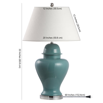 Sagwa 33" Ceramic/Iron Modern Classic LED Table Lamp - JONATHAN Y